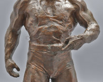 Винтажная бронзовая скульптура борца, спортсмена на постаменте, СССР, 1970-80 гг.