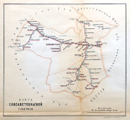 Старинная карта Елисаветпольской губернии (Азербайджан), картографич. зав. П. Ф. Петш, Санкт-Петербург, к. 19, н. 20 вв.