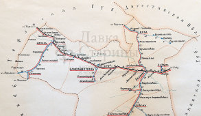 Старинная карта Елисаветпольской губернии (Азербайджан), картографич. зав. П. Ф. Петш, Санкт-Петербург, к. 19, н. 20 вв.