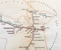 Старинная карта Елисаветпольской губернии (Азербайджан), картографич. зав. П. Ф. Петш, Санкт-Петербург, к. 19, н. 20 вв.