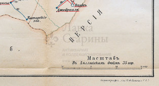 Старинная карта Елисаветпольской губернии (Азербайджан), картографич. зав. П. Ф. Петш, Санкт-Петербург, к. 19, н. 20 вв.