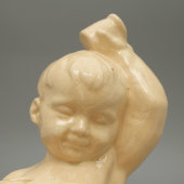 Статуэтка «Мальчик с кружкой» (Купание), майолика Гжели, 1950-е