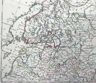 Старинная французская карта «Северная часть Европейской России», автор Феликс Деламарш, Франция, 1812 г.