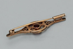 Советская серебряная брошь с рубином и горным хрусталем, серебро 875 пр., 1950-е