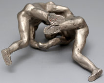 Советская спортивная статуэтка «Борцы», силумин, СССР, 1970-е
