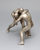 Советская спортивная статуэтка «Борцы», силумин, СССР, 1970-е