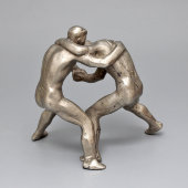 Советская спортивная статуэтка «Борцы», силумин, СССР, 1970-е