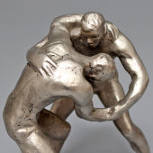 Советская спортивная статуэтка «Борцы», силумин, СССР, 1970-е