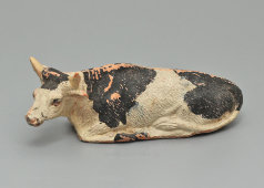 Старинная фигурка, игрушка «Корова лежащая», папье-маше, Европа, 1920-30 гг.