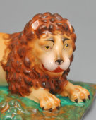 Старинная фарфоровая статуэтка «Лев», частный завод Гжели, 19 в.