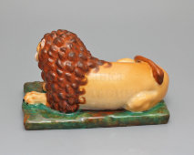 Старинная фарфоровая статуэтка «Лев», частный завод Гжели, 19 в.