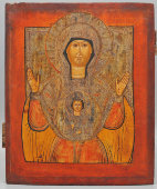 Старинная деревянная икона Божией Матери «Знамение», Россия, кон. 19, нач. 20 вв.