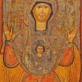 Старинная деревянная икона Божией Матери «Знамение», Россия, кон. 19, нач. 20 вв.