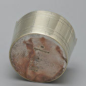 Старинная сахарница с крышкой, икорница «Кадка», белый металл, компания Kirby Beard & Co., Великобритания, нач. 20 в.