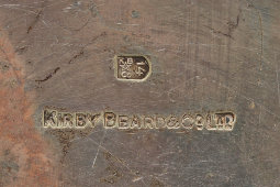 Старинная сахарница с крышкой, икорница «Кадка», белый металл, компания Kirby Beard & Co., Великобритания, нач. 20 в.