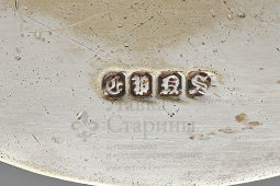 Старинная сахарница с крышкой, икорница «Кадка», белый металл, компания Kirby Beard & Co., Великобритания, нач. 20 в.