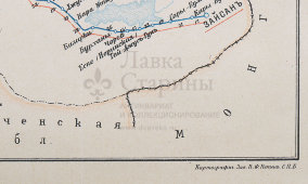 Старинная карта Семипалатинской губернии (Казахстан), картографич. зав. П. Ф. Петш, Санкт-Петербург, к. 19, н. 20 вв.