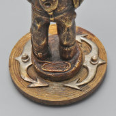 Винтажная интерьерная скульптура «Водолаз», бронза, дерево, СССР, 1970-80 гг.