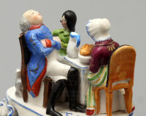 Скульптурная группа-миниатюра «За столом», бисквит, Гарднер, 1870-90 гг.