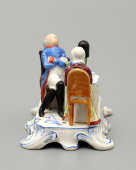 Скульптурная группа-миниатюра «За столом», бисквит, Гарднер, 1870-90 гг.