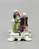 Скульптурная группа-миниатюра «За столом», бисквит, Гарднер, 1870-90 гг.