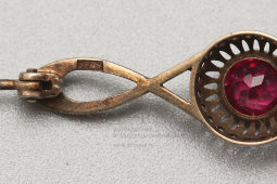 Винтажная серебряная брошь с рубином, серебро 875 пр., позолота, 1960-е