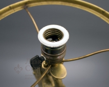 Настольная лампа Настольная лампа «Лебедь»​, Европа, нач. 20 в., бронза, натуральный камень, абажур из зеленого стекла