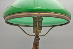 Агитационная настольная лампа с зеленым абажуром «Сталевар», СССР, 1940-50 гг.