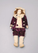 Старинная тряпичная кукла, мягкая детская игрушка «Девушка в шляпе», Англия, 19 в.