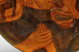 Декоративная тарелка с изображением красноармейца и девушки «Прощание», керамика, ЛКСФ, 1950-е г.