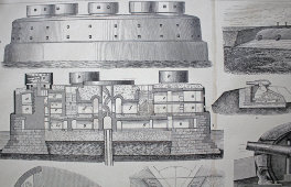 Старинная гравюра «Береговые укрепления»