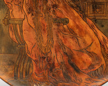 Настенная декоративная тарелка «Барин», дерево, выжигание, роспись, русский стиль, Россия, 19 век