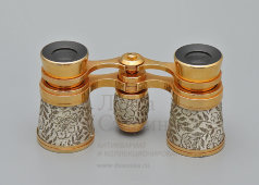 Небольшой старинный театральный бинокль в чехле с парчовой отделкой, Европа, нач. 20 в.