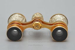 Небольшой старинный театральный бинокль в чехле с парчовой отделкой, Европа, нач. 20 в.