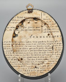 Старинная миниатюра знатной дамы в овальной рамке, фоторамка, дерево, латунь, Франция, кон. 19 в.