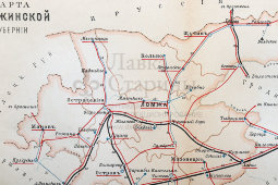 Старинная карта Ломжинской губернии (Польша), картографич. зав. П. Ф. Петш, Санкт-Петербур, к. 19, н. 20 вв.