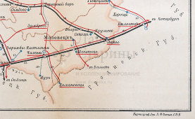 Старинная карта Ломжинской губернии (Польша), картографич. зав. П. Ф. Петш, Санкт-Петербур, к. 19, н. 20 вв.