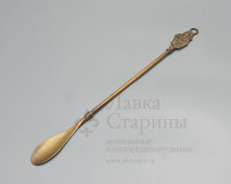 Винтажный рожок для обуви с длинной ручкой «Трёхмачтовый фрегат», латунь, Великобритания, 2-я пол. 20 в.