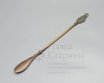 Винтажный рожок для обуви с длинной ручкой «Трёхмачтовый фрегат», латунь, Великобритания, 2-я пол. 20 в.