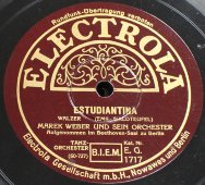 Марек Вебер: «Estudiantina» и «Schlittschuhlaufer», старинная / винтажная пластинка 78 оборотов для граммофона / патефона