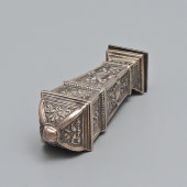 Старинная личная печать с декором из растительного орнамента и гербовых щитов, белый металл, Европа, кон. 19, нач. 20 вв.