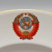 Комплект больших плоских тарелок из Кремлевского сервиза, 6 шт., диам. 24 см, фарфор, ЛФЗ, 1950-60 гг.