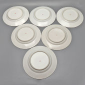 Комплект больших плоских тарелок из Кремлевского сервиза, 6 шт., диам. 24 см, фарфор, ЛФЗ, 1950-60 гг.