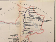 Старинная почтово-телеграфная карта Семиреченской области, картографич. зав. П. Ф. Петш, Санкт-Петербург, 1900-е