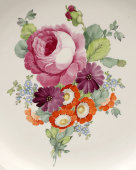 Большое блюдо «Букет садовых цветов», Императорский фарфоровый завод, Екатерина II, фарфор, живопись