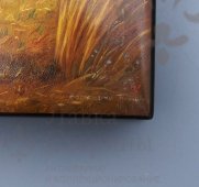 Агитационная советская лаковая шкатулка «Уборка урожая», Федоскино
