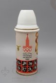 Сувенирный термос с символикой Олимпиады-80, СССР, 1980 г., пластик. 