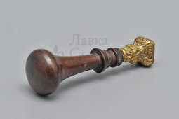 Старинная личная печать из бронзы с деревянной ручкой, кон. 19, нач. 20 вв., Европа