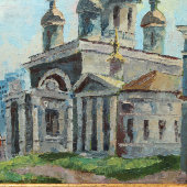 Картина «Православный храм», холст, масло, СССР, 1980-е гг.