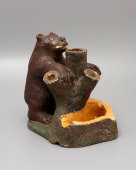 Авторская статуэтка, пепельница «Медведь у пня», автор Великородный Ф. Ф., Тула, 1946 г.